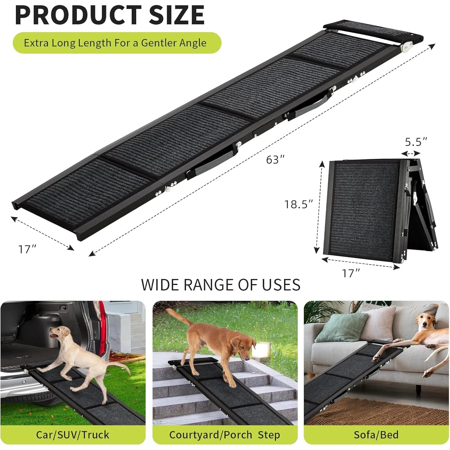 Folding Dog Car Ramp For Large Dogs up to 250 lbs.