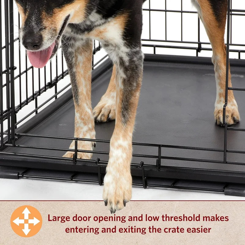 Folding Dog Crate-Large Breeds Heavy-Duty with Divider Panel.