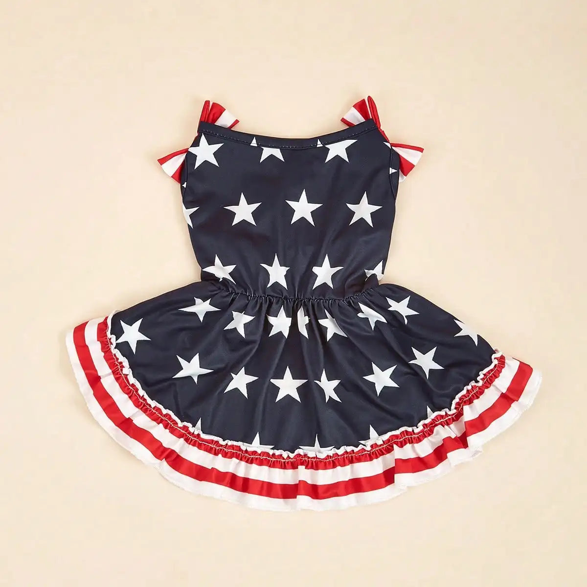 1pc Pet Dog Dress, 4th Of July Themed Striped Star & Double Bow Design, Suitable For Small and Medium Dogs and Cats.