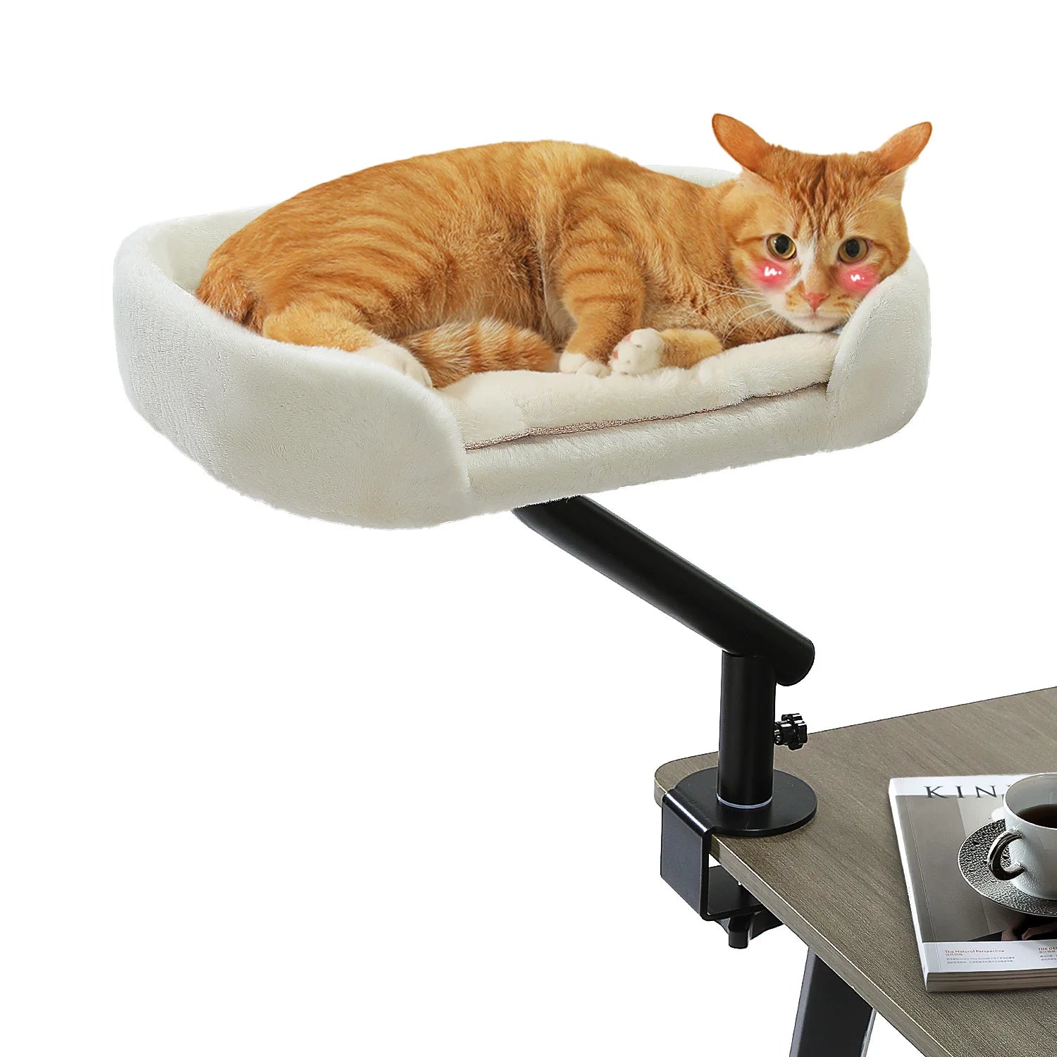 Cat Desk Bed, 360° Rotatable Cat Bed Stand for Indoor Cats.