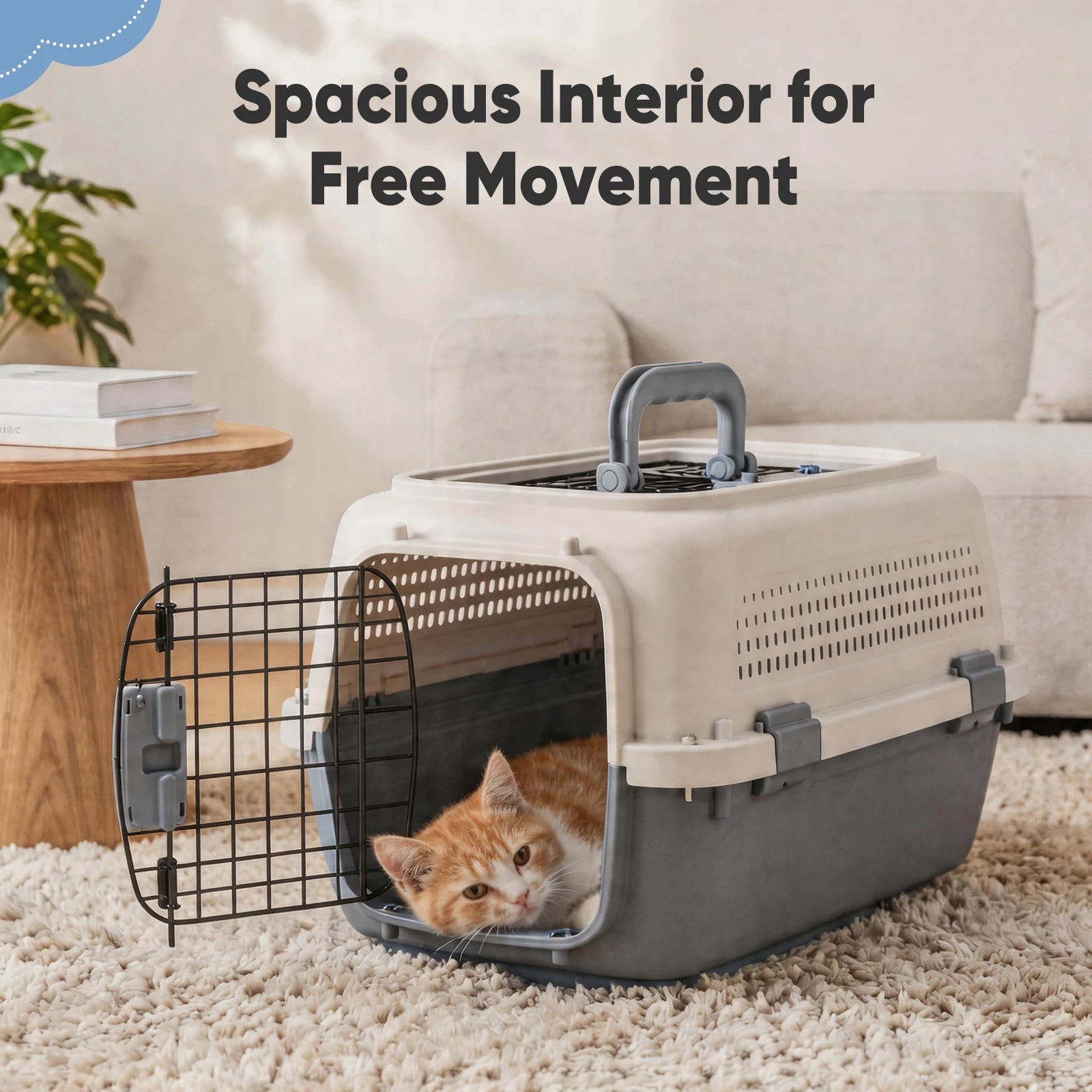 23 Inch Pet Carrier for Small Dogs and  Cats.  Front Top Load Wire Door.  Food Bowl Travel Crate with Enhanced Security.
