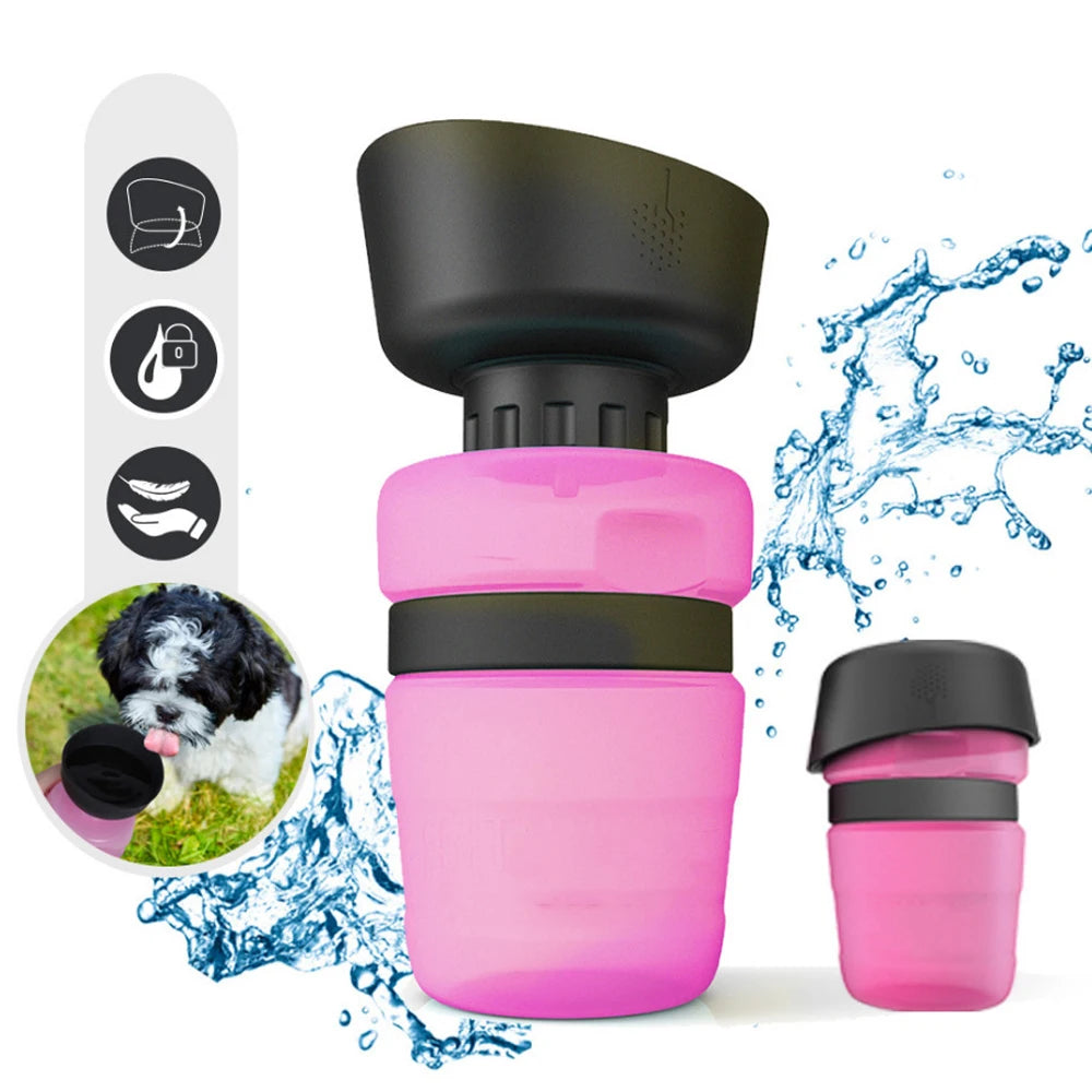 Portable Large (500 ml) Capacity Pet Outdoor Drinking Bowl.  Dog Water Bottle, Foldable Bowl, and Leak-Proof, Water Bowl.