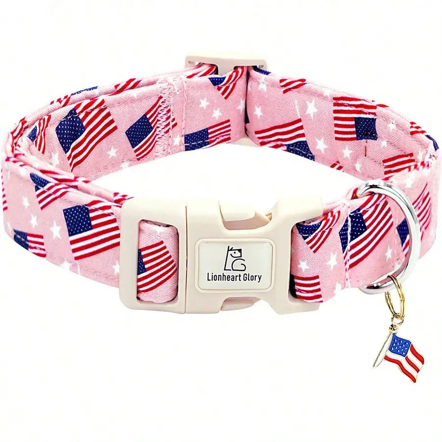 4th of July Independence Day Patriotic Pet Collar;  American Flag Pattern;  Adjustable Dog Neck Strap;  Summer Holiday Dress Up or Gift.