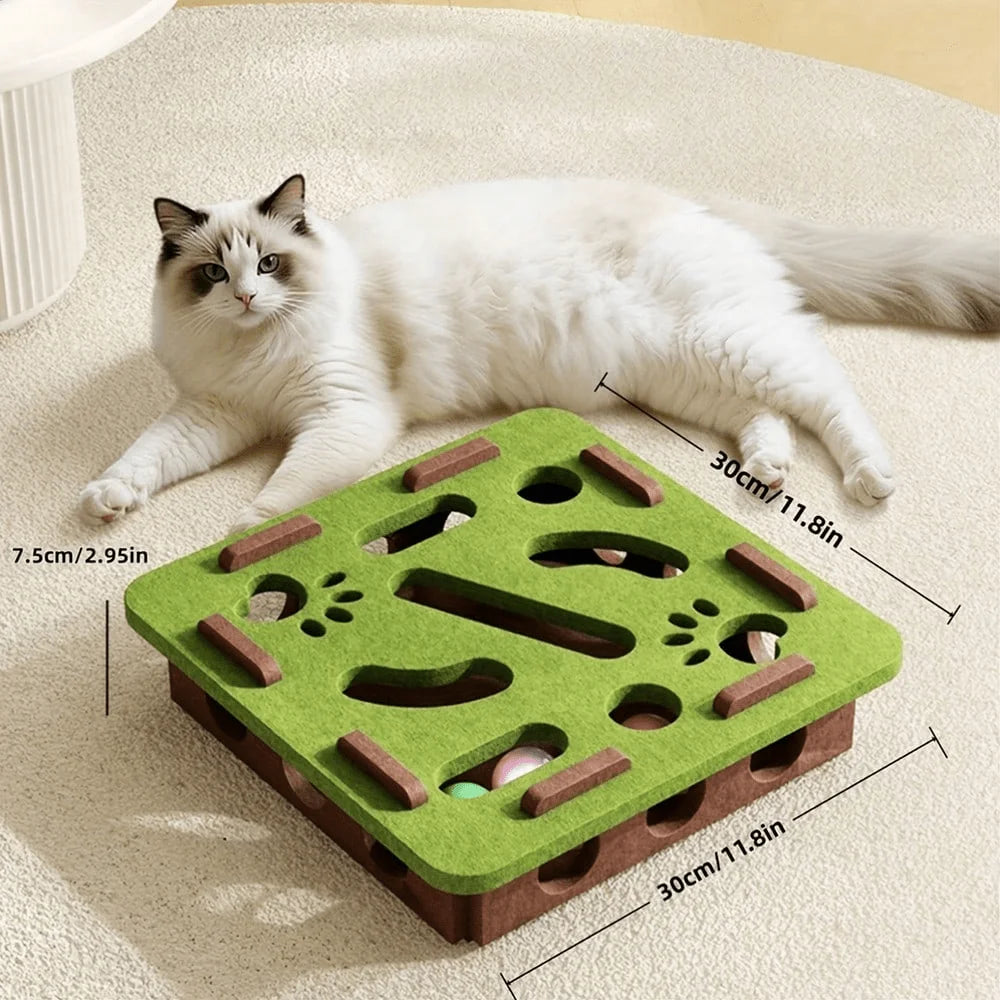 Interactive Cat Toy, Puzzle Toy With Maze Tunnel & Bell Ball.