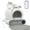 Self Cleaning Cat Litter Box with Trash Bag & Litter Mat Smart Cat Toilet Control 2.4G Wi-Fi.