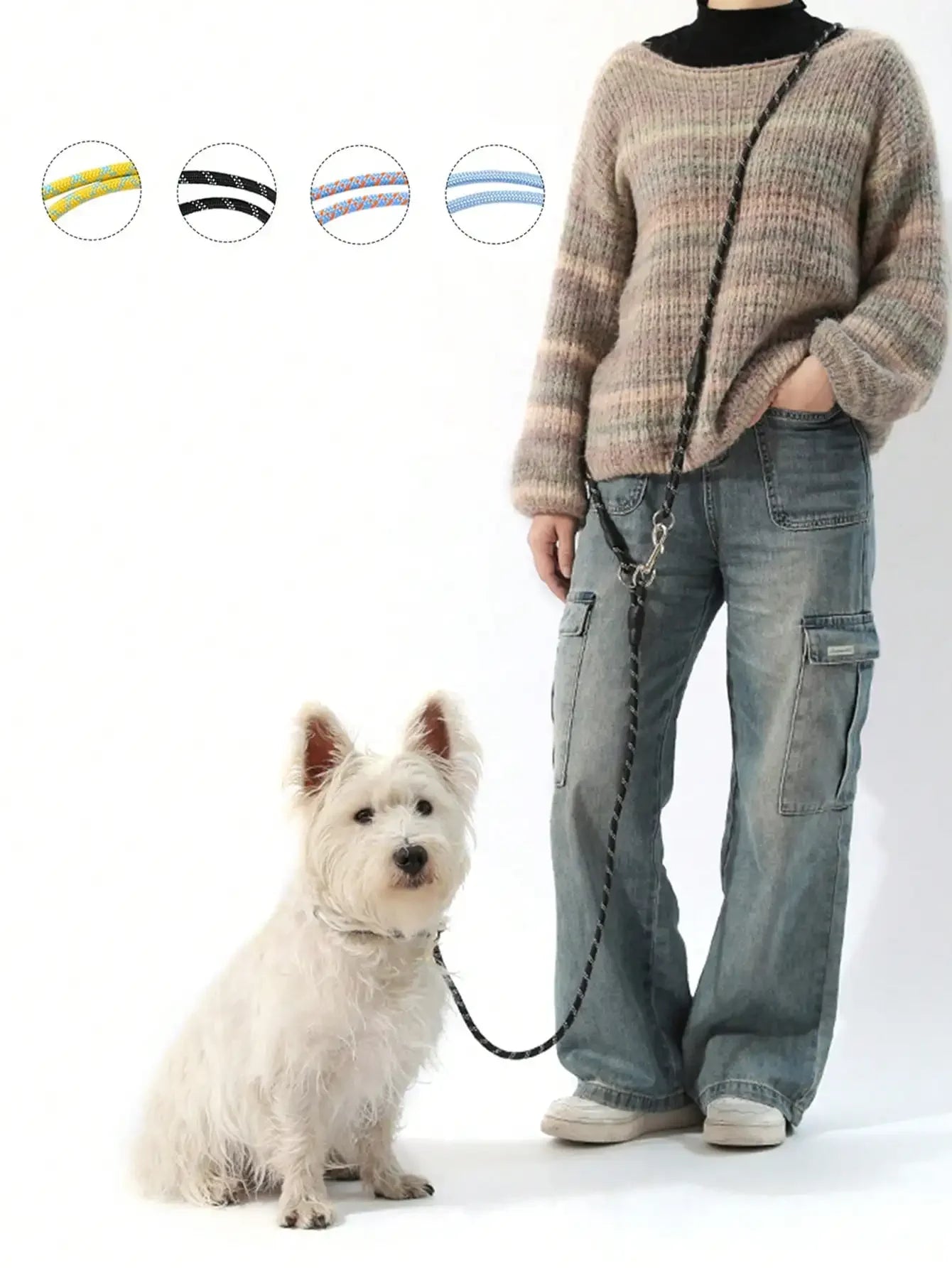 Hands-Free Dog Leash With Crossbody Design.  No-Pull Sliding Dog Leash, and Dog Rope.  Escape-Proof Heavy Duty Dog Chain for Medium and Large Dogs,