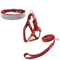 Dog Collar with Harness and Leash Sets.  Fashion Dog Collar Diamante with Harnesses and Leashes. Comfortable Soft Collar Harness and Leash.