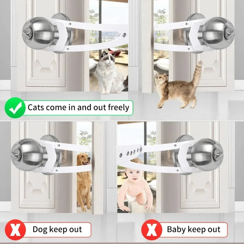 Cat Door Holder,  Latch Adjustable Dog Door Stopper.  Elastic Gate Lock,  Flex Latch Strap Keeps Dog Out From Entering Pet Gate.