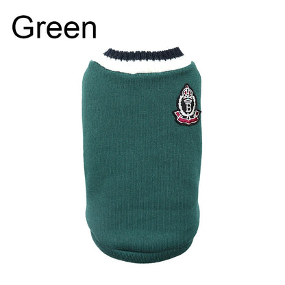 Winter Warm Dog Sweater College Style V-neck.