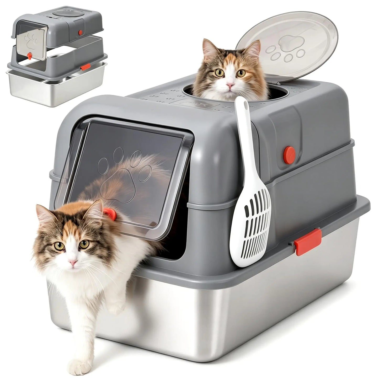Enclosed XL Litter Box With Lid & Scoop.