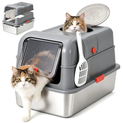 Enclosed XL Litter Box With Lid & Scoop.