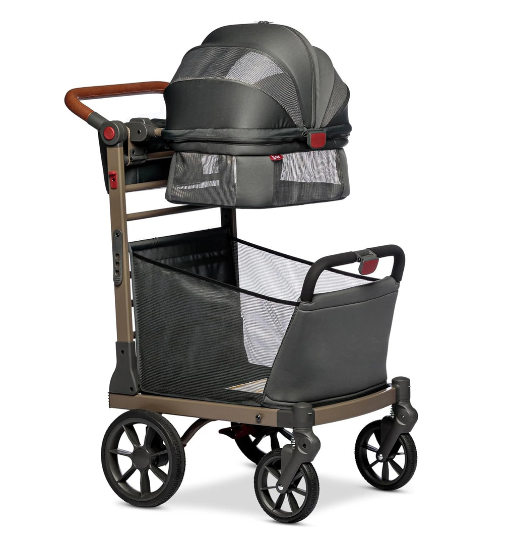2026 New Pet Foldable Cart - Luxury & Dog Stroller with Large Shopping Basket, Cup Holders, . For Small Dogs or Cats (20 lb.).  Stroller has brakes.
