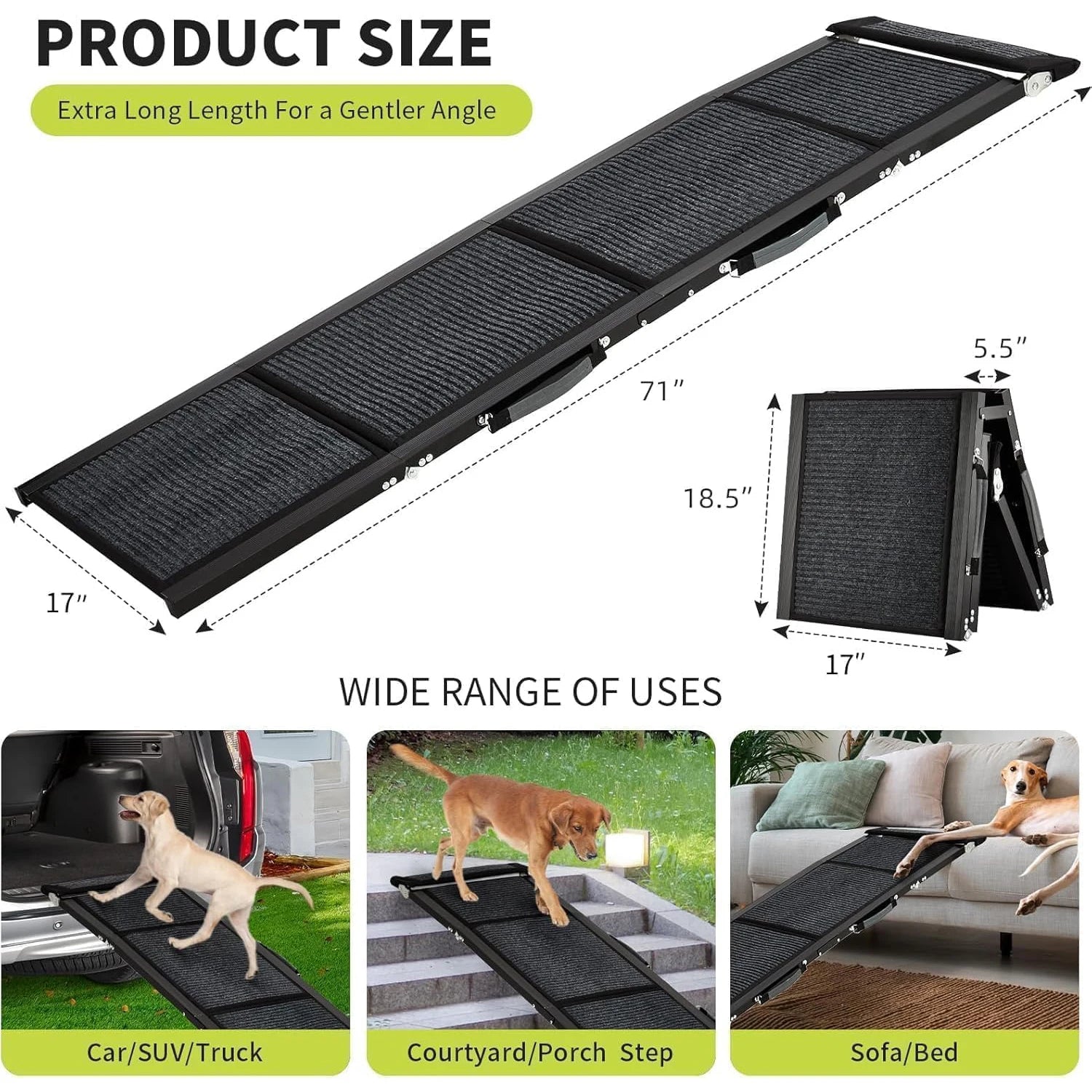Folding Dog Car Ramp For Large Dogs up to 250 lbs.