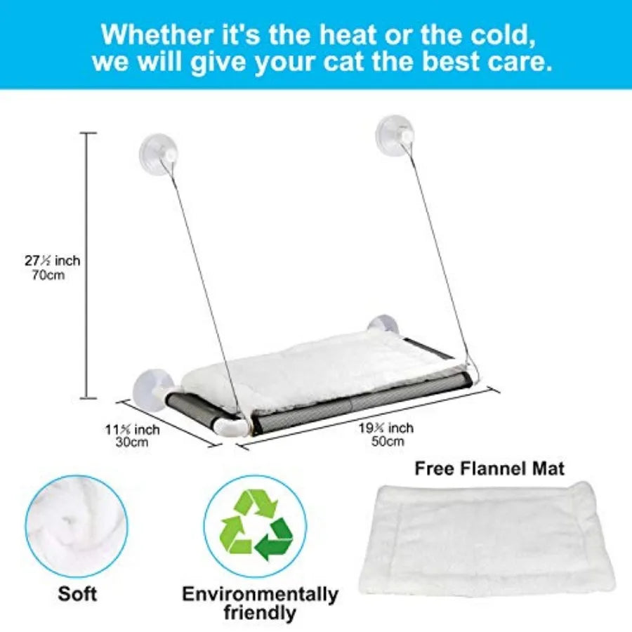 2026 Cat Window Perch, Cat Hammock Window Seat with Free Fleece Blanket   Suction Cups Extra Large.