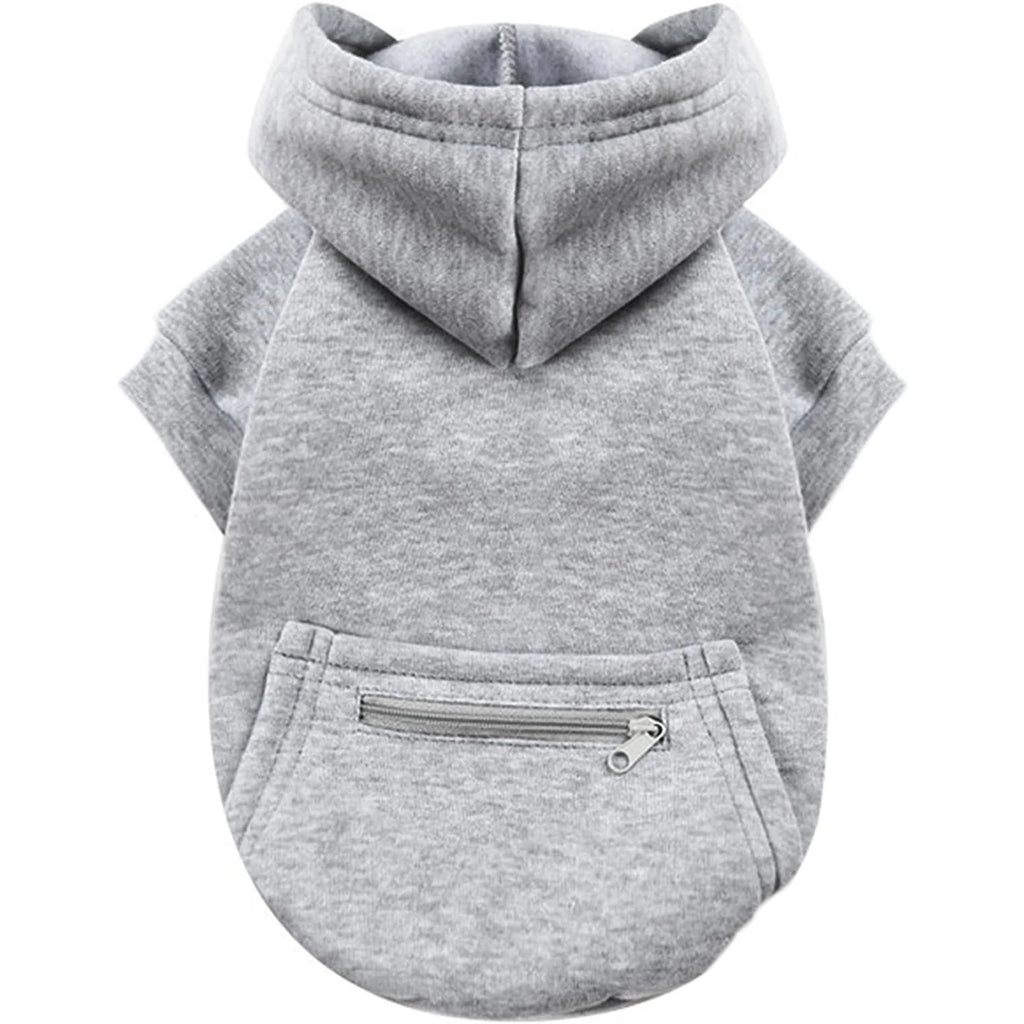 One Piece Hoodie Sweatshirts with Zipper Pockets.  Clothes for Small Dogs, Cat Costumes and Medium Sized Dogs.