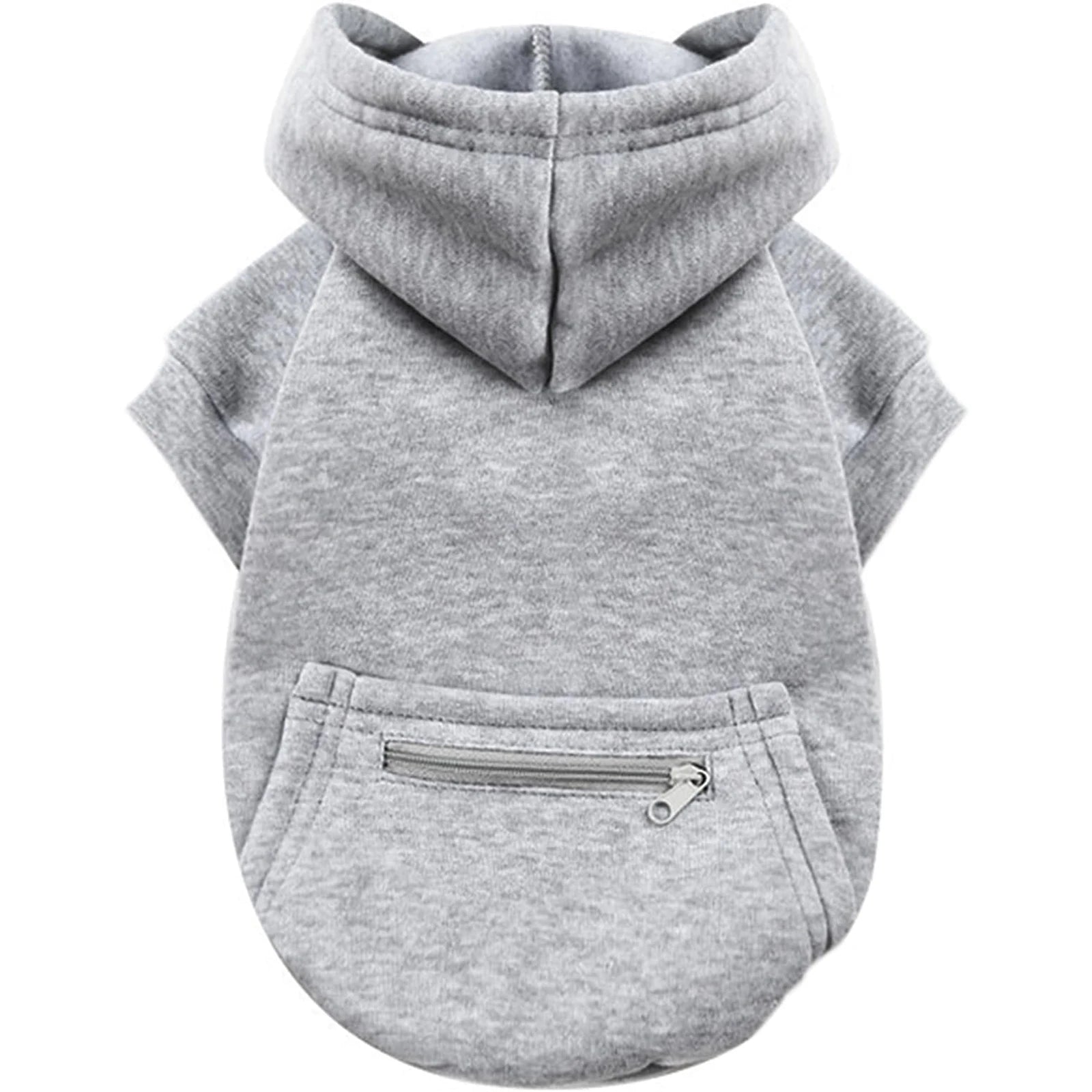 One Piece Hoodie Sweatshirts with Zipper Pockets.  Clothes for Small Dogs, Cat Costumes and Medium Sized Dogs.