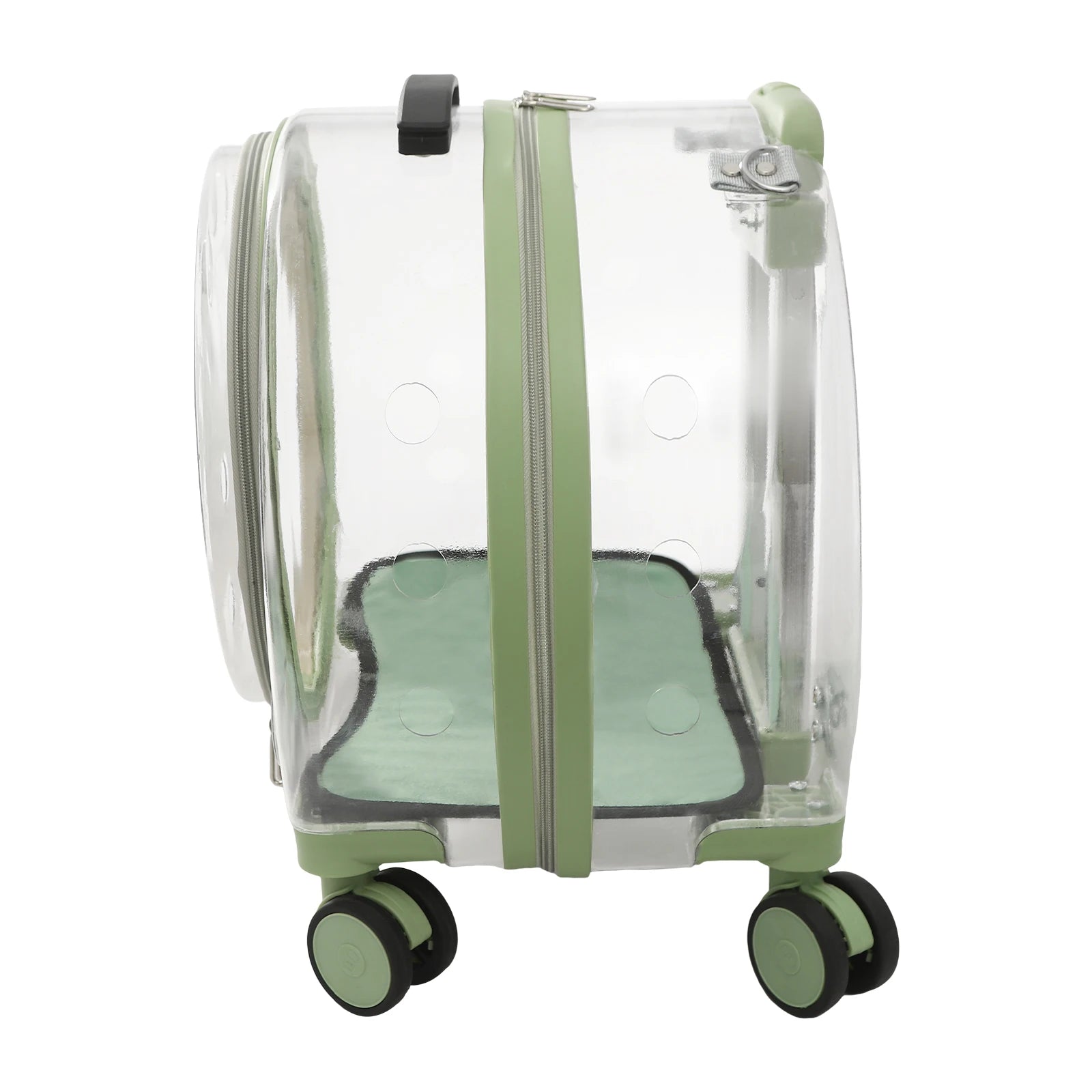 Rolling Cat Carrier with Wheels.  Telescopic Handle,  Pet Travel Bag,  Clear Bubble and Backpack for Vet Trip and Outdoors.  Cat Weight Limit 19.84 lb.