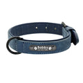 Personalized Name ID Tag Leather Dog Collar for Small, Medium and Large Dogs.