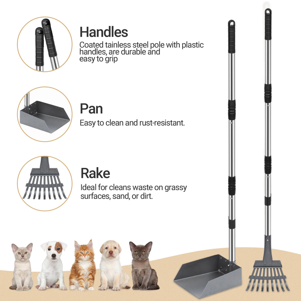Dog Pooper Scooper, Dog Poop Tray and Rake Set.