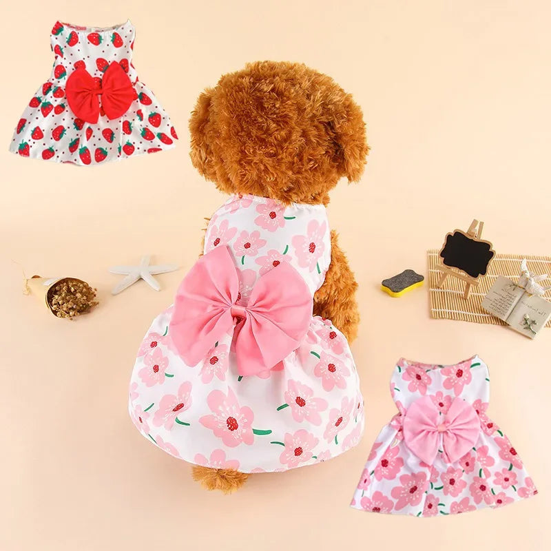 Spring Summer Dog Princess Dress.  Cute Pet Skirt Dog Dress with a Bow Lace.      for Small Medium Puppy