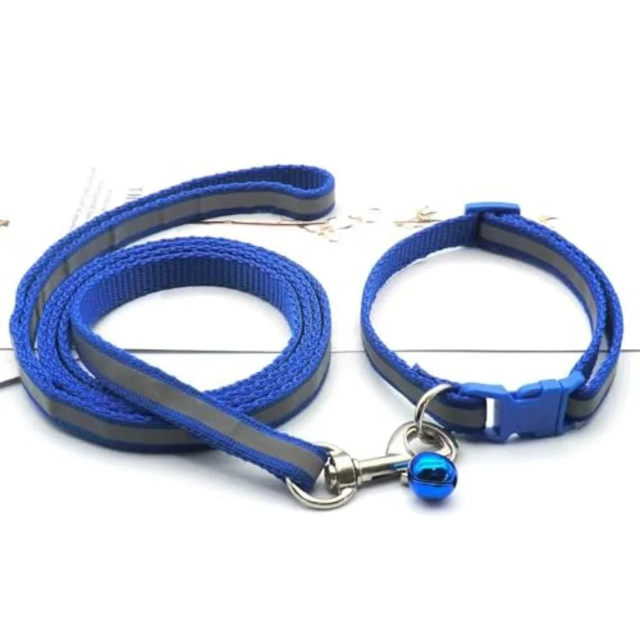 Reflective Collar and Leash Set for Cats, Small Dogs & Puppies.