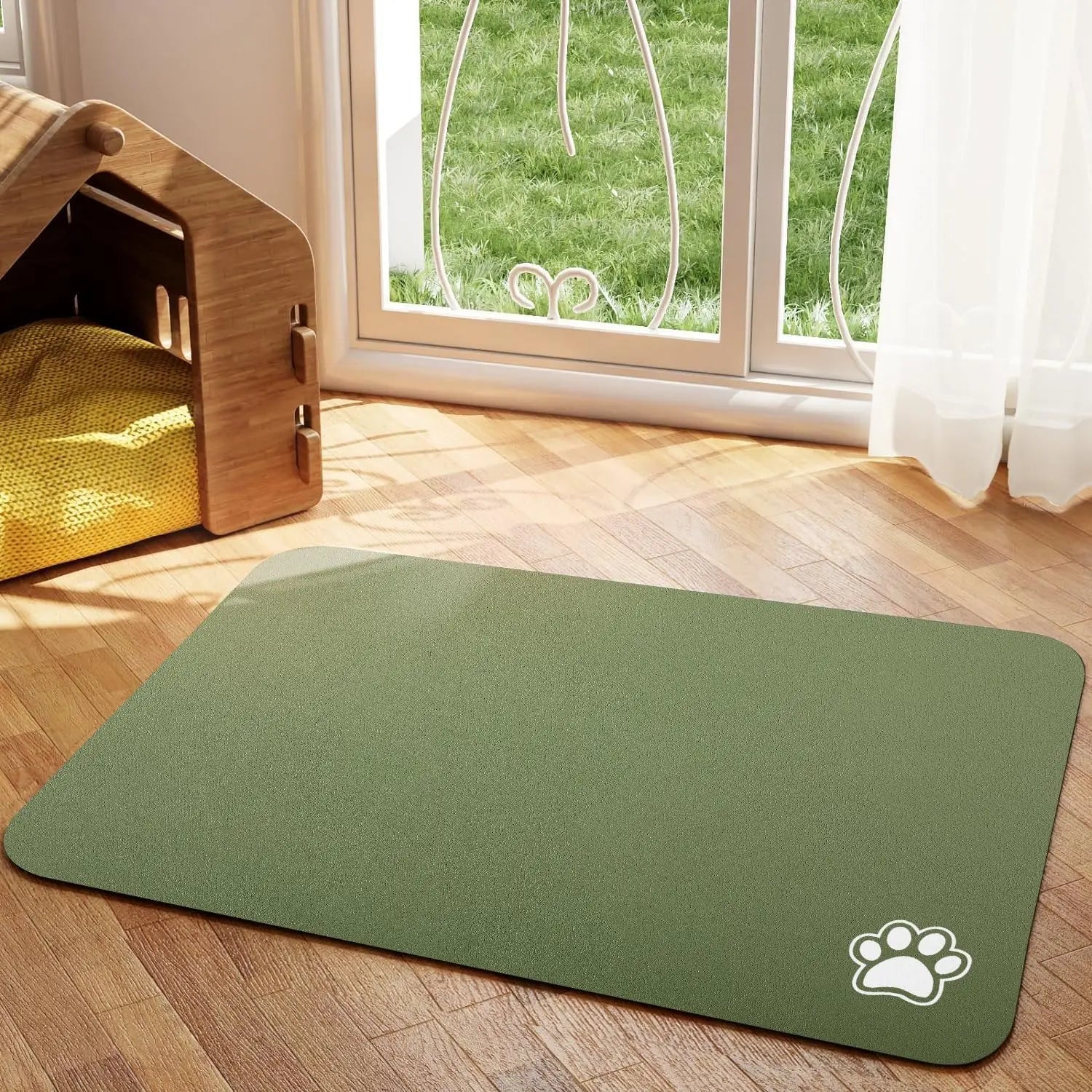 Absorbent Pet Feeding Mat for Dog and Cat Food and Water.
