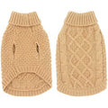 Turtleneck Dog Sweater, Cable Knit Clothes with Leash Hole for Cold Weather,