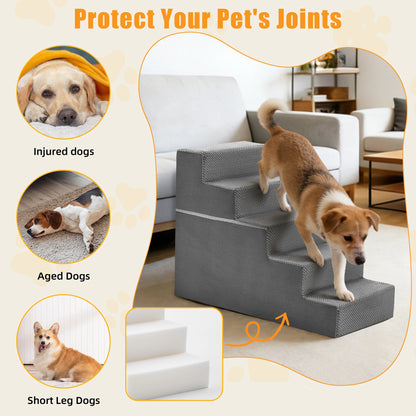 3-5 Step Right Angled Foam Dog Stairs Ramp for Small Dogs. Non-Slip Indoor Pet Ladder Ramp Stairs for Home.  3 Step, 4 Step and 5 Step Options Available.
