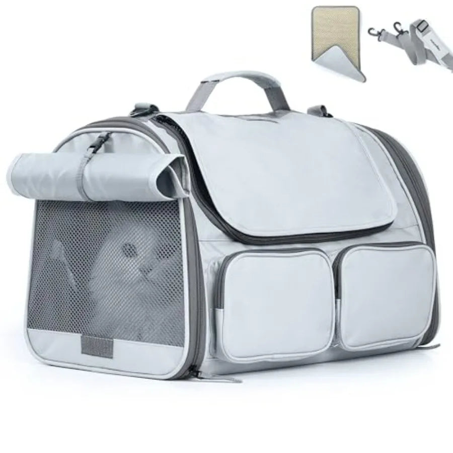 Cat Carrier, Soft-Sided Small Dog Carrier, Large Cat Travel Bag with 4 Mesh Windows, Under 15 lb.  Airline Approved Pet Carrier.