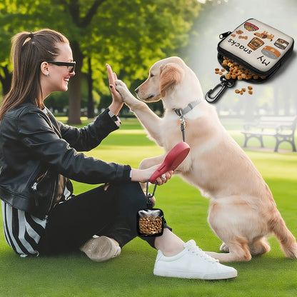 1 Piece Dog Print Dog Treat Bag with Hook and Zipper.