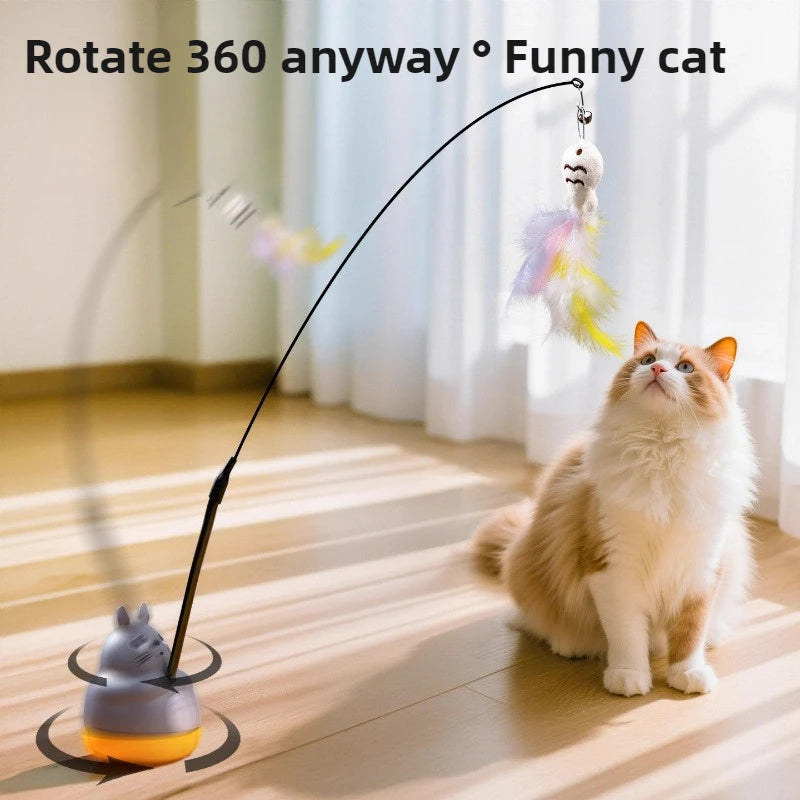 Funny Cat Stick with Steel Wire and Long Pole with Feather, Bells and Cat Teaser.