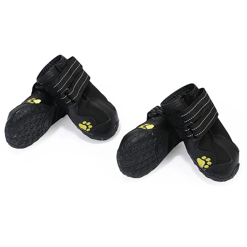Waterproof Dog Shoes Anti-Slip Rubber Dog Booties for Summer Hot Pavement;  Winter Snow Dog Boots Reflective 4pcs.
