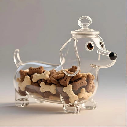 Cute Dachshund Dog Themed Glass Snack Jar Food Storage Container.  Snack Container With Lid seal Dog Treat Snack Canister.