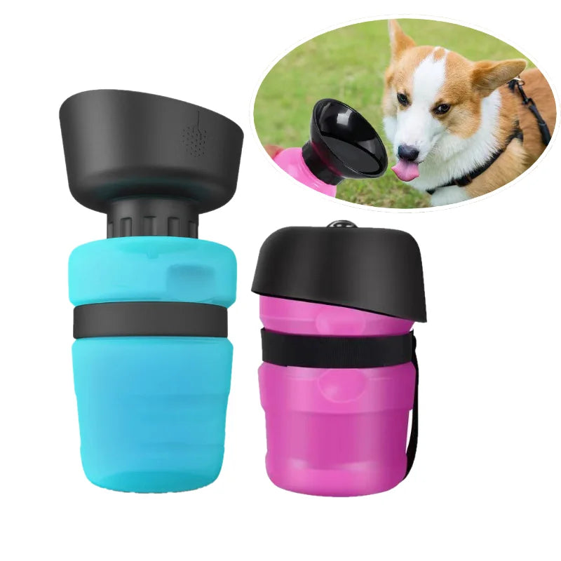 Portable Large (500 ml) Capacity Pet Outdoor Drinking Bowl.  Dog Water Bottle, Foldable Bowl, and Leak-Proof, Water Bowl.