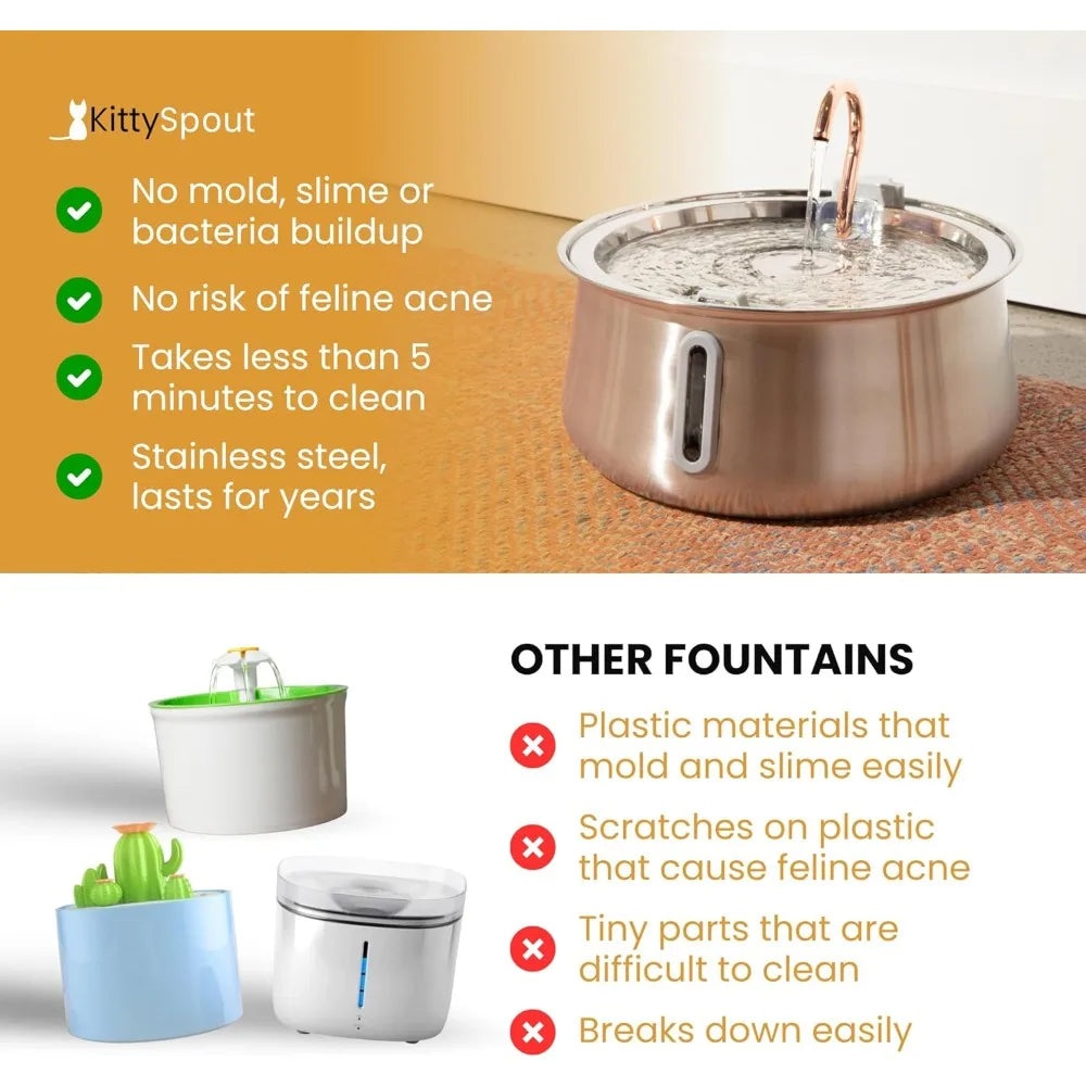 4L Stainless Steel Cat Water Fountain.