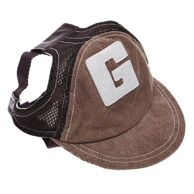 Dog Baseball Sports Hat with Adjustable Ear Holes.  Pet Hat for Small, Medium and  Large Dogs