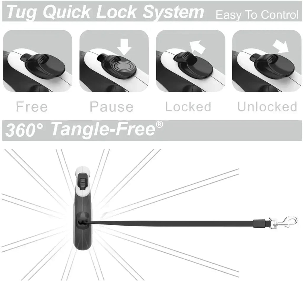 16 Ft Retractable Dog Leash With 360 Degree Tangle-Free Nylon Tape For Medium Dogs Under 55 lb.