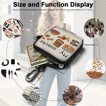 1 Piece Dog Print Dog Treat Bag with Hook and Zipper.