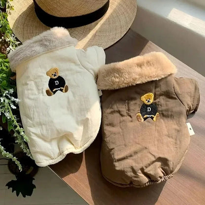 Fashion Bear Print Down Jacket for Small Dogs, Puppies and Cats.