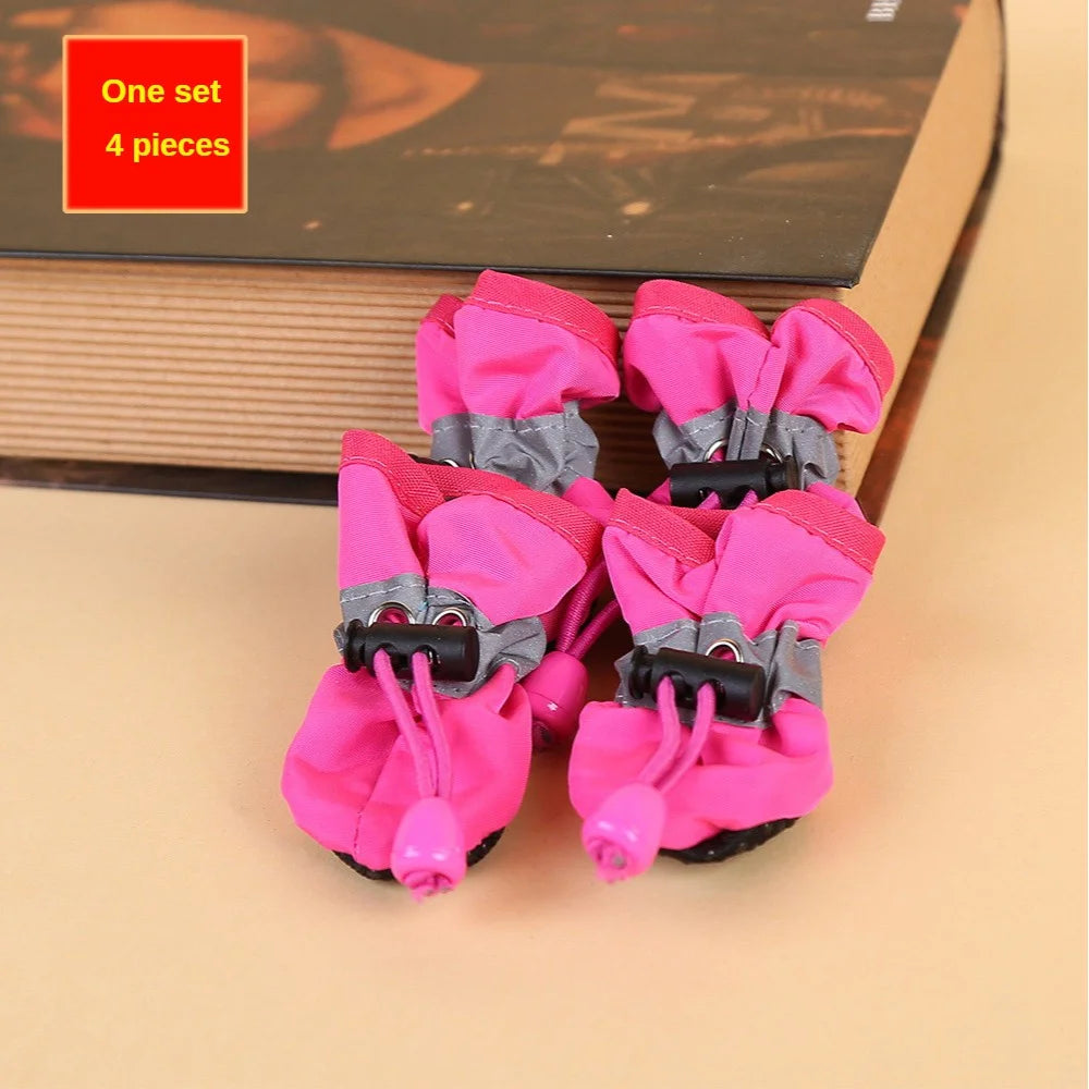 4pcs Water-Resistant Dog Shoes For Small Dogs,  Outdoor rain boots for dogs.