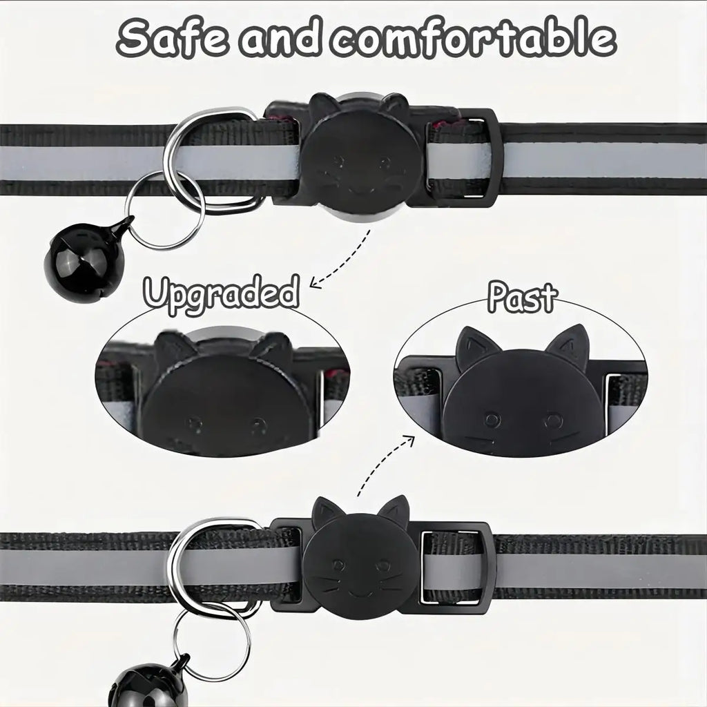 2 Piece Cat and Dog Footprints Really Reflective Pet Collar and Strip Reflective Pet Collar,  (Black only).