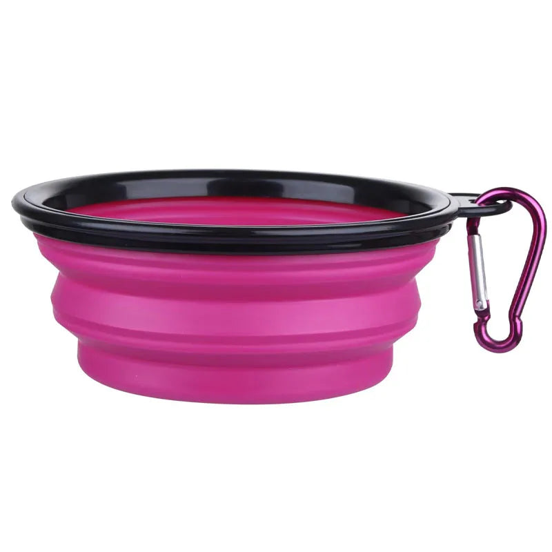 Folding Portable Silicone Dog Feeder Bowl 2 In 1 Pet Dispenser.