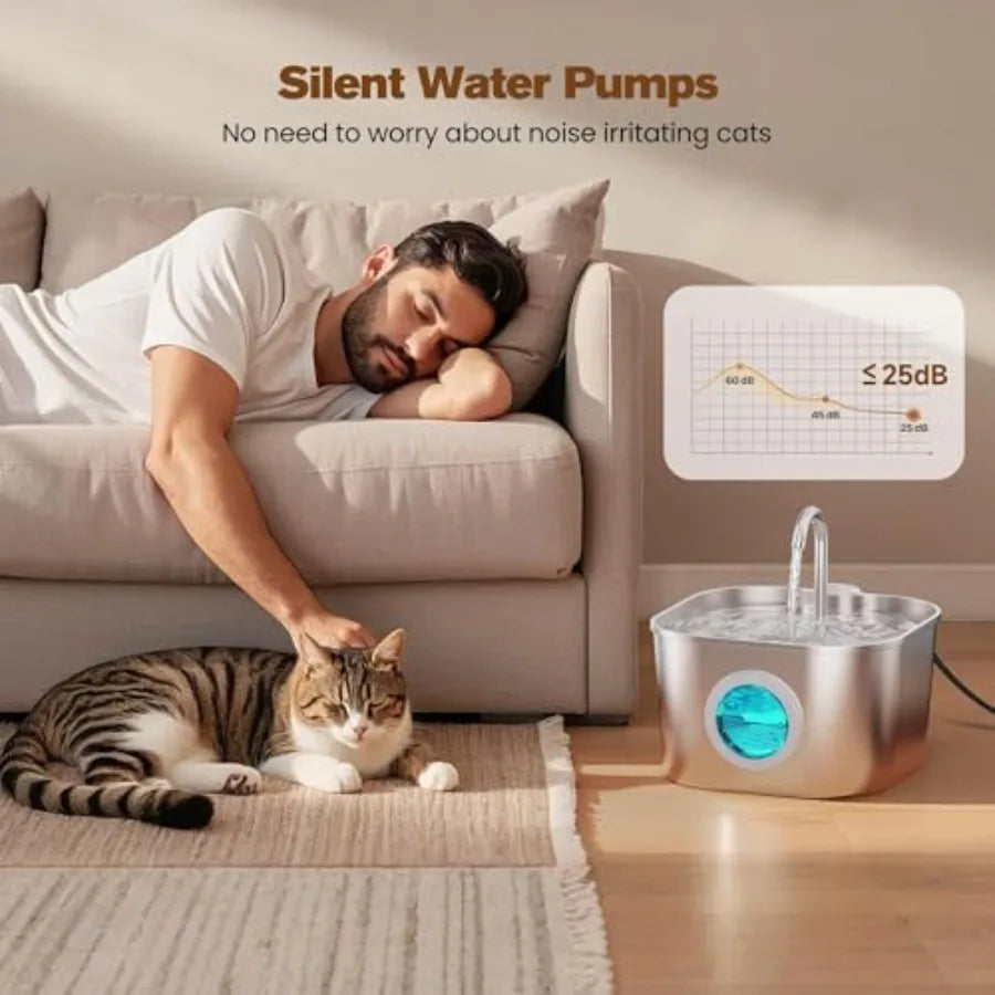 Stainless Steel Water Fountain for Cats and Dogs.