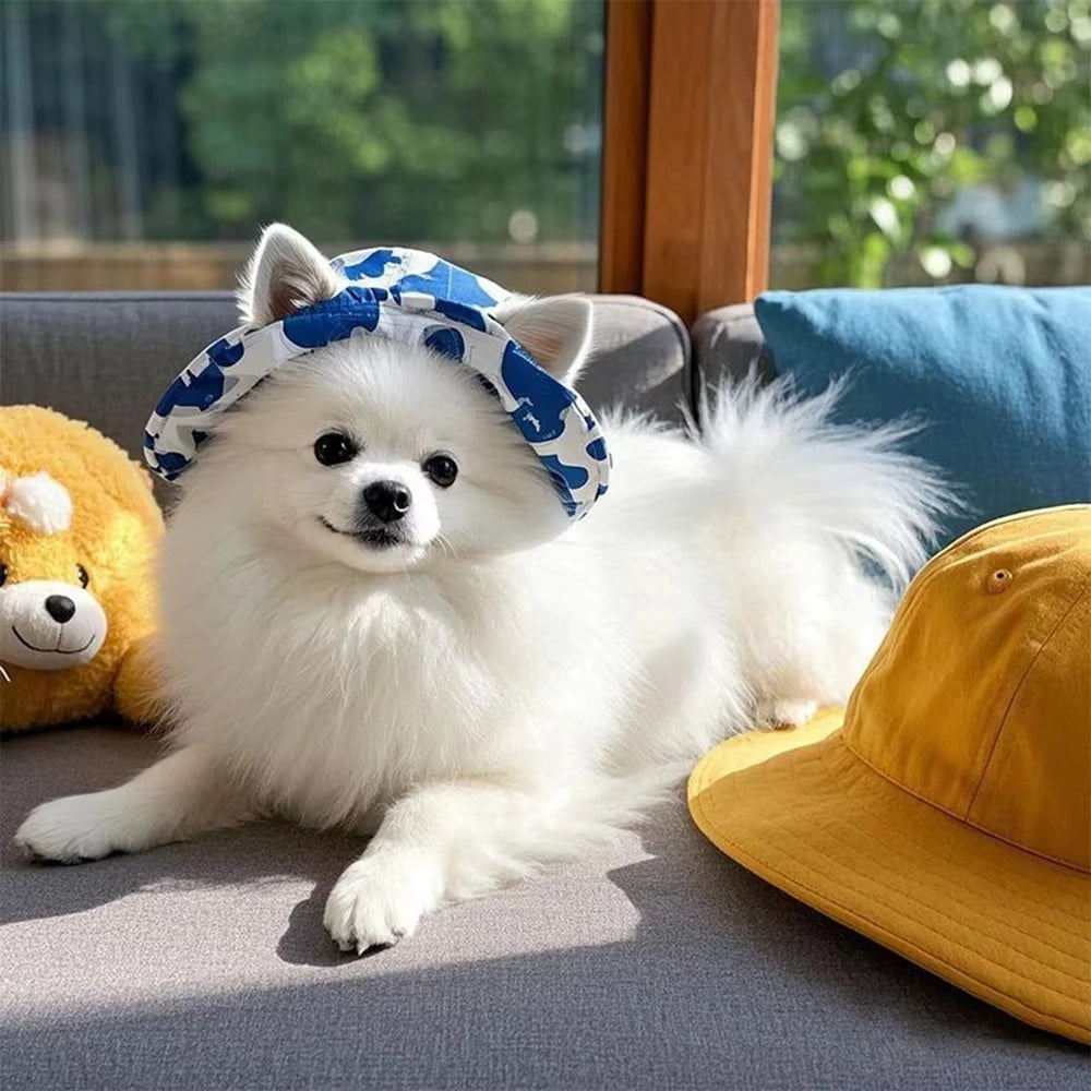 Adjustable Dog Hat Cute Print Cap for Cats, Puppies and Small to Medium Breed Dogs.