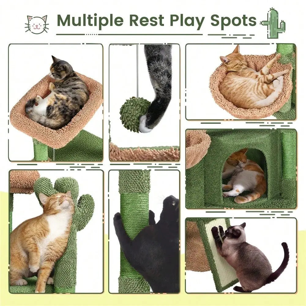 Cat Tree Tower, 5 Scratching Posts, and Perch Basket,