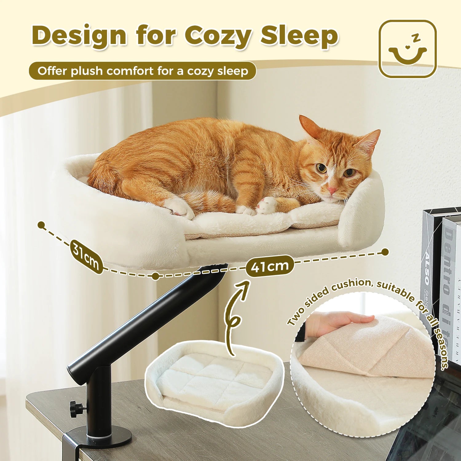 Cat Desk Bed, 360° Rotatable Cat Bed Stand for Indoor Cats.