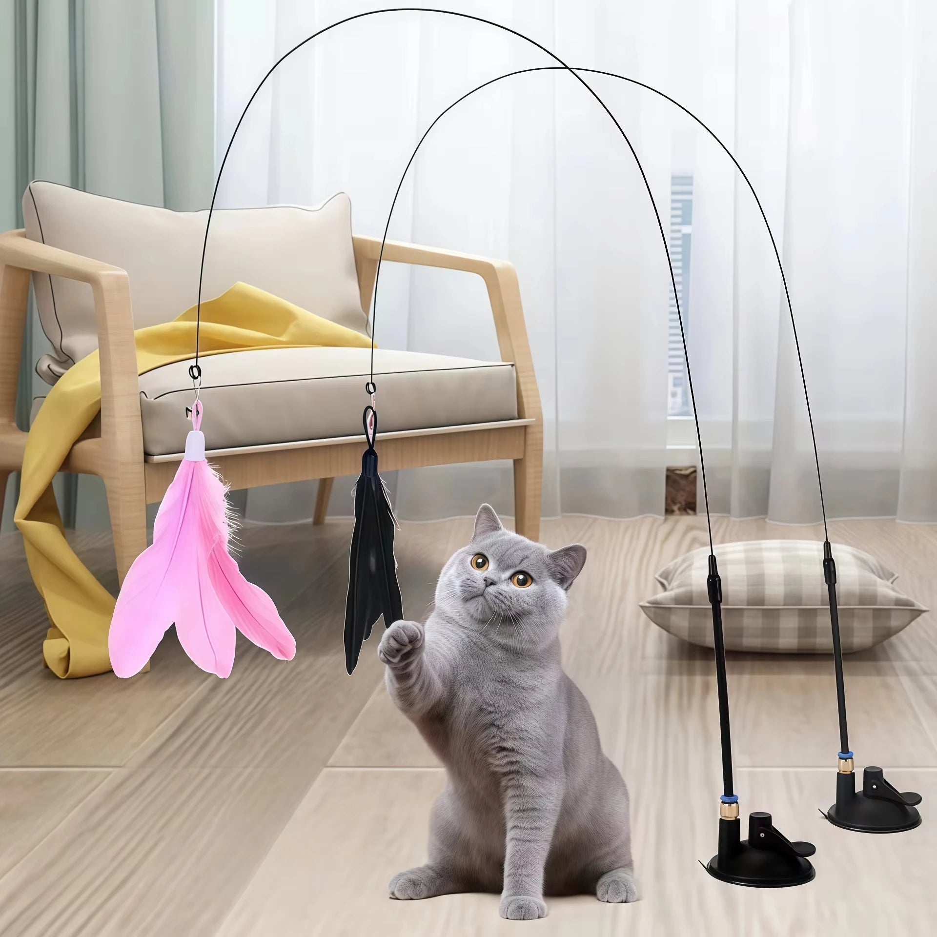 Cat Teaser Wands Cute and Funny Rainbow Strips.