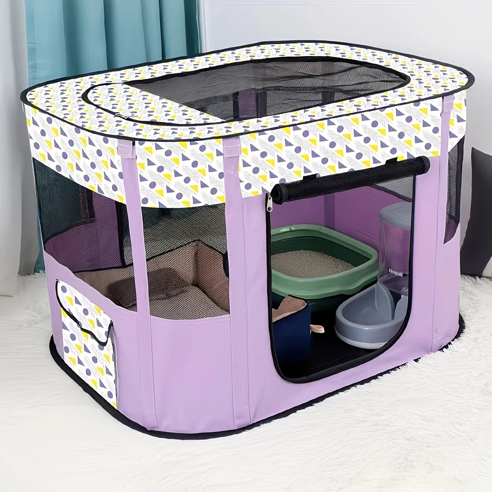 Foldable Rectangular Pet Cage (M/XL) for Dogs & Cats.    , Pet House & Playpen, Portable Tent Fence for Puppies & Kittens