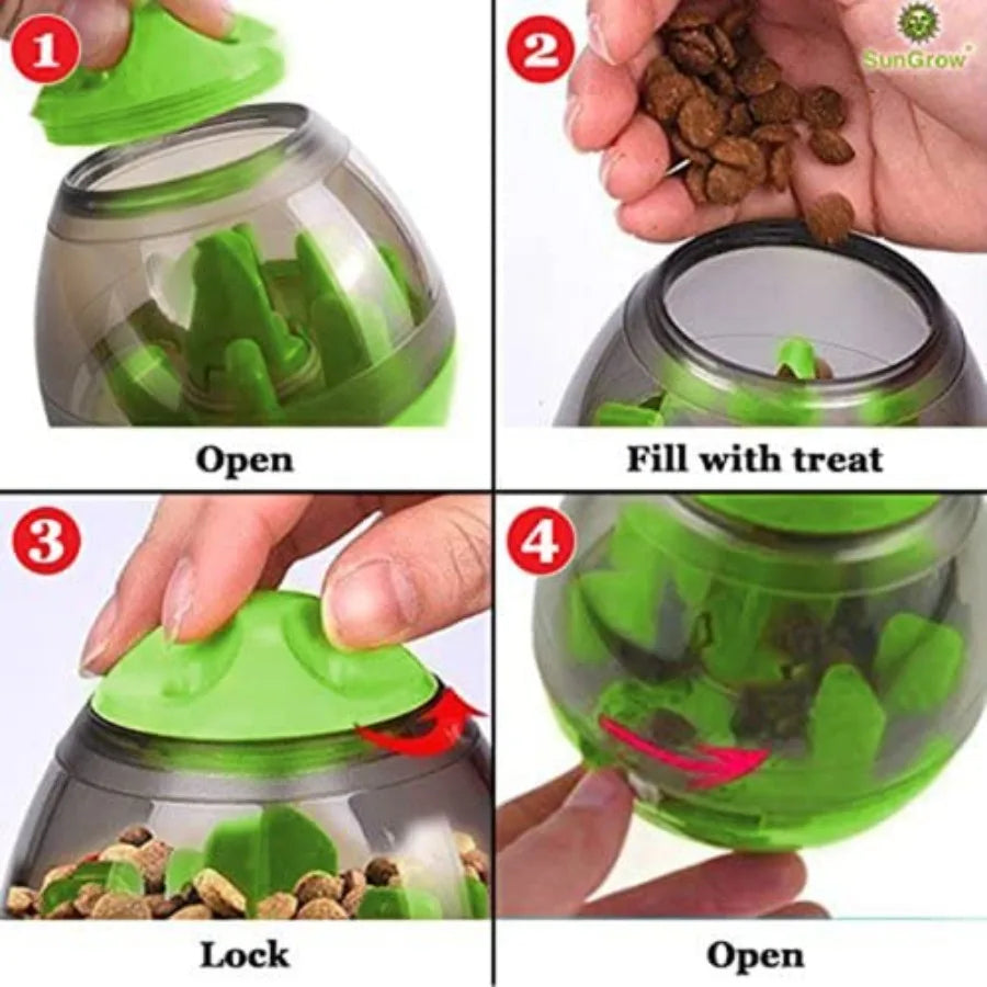 Slow Pet Feeder Treat Ball for Puppies, Small Dog Breeds & Cats.
