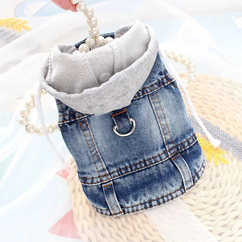Jeans Hoodie for Small Dogs, Cats & Puppies. Sizes XS - XXL.